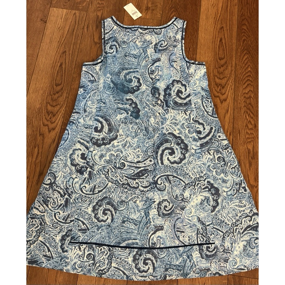 NEW J. Jill Love Linen Blue Paisley Sleeveless Shift Dress Size S 100% Linen